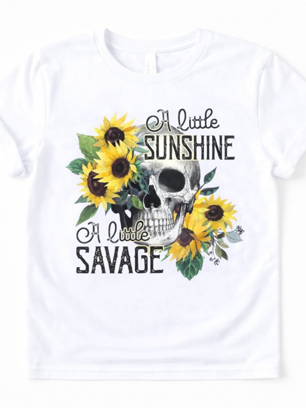 Sunshine Savage Floral Skull Graphic T Shirt Trendy Boutique Style Tee Womens